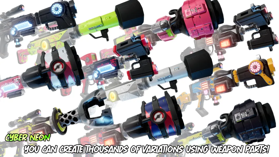 Customizable Weapon Parts: Cyber Neon