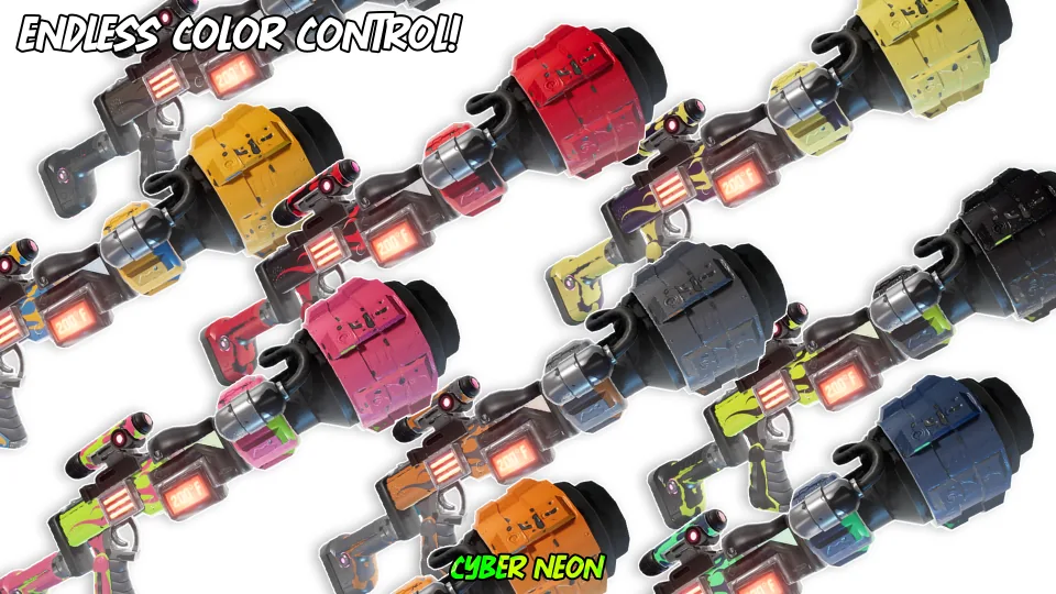 Customizable Weapon Parts: Cyber Neon